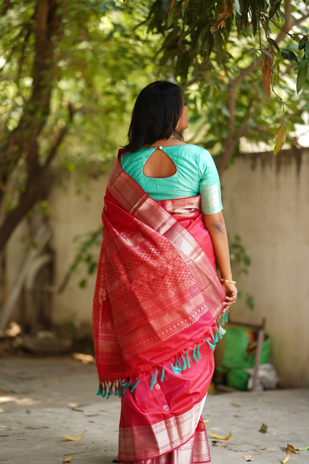 Pink Pure Kanchi Silk Saree & Blouse Set PC6277