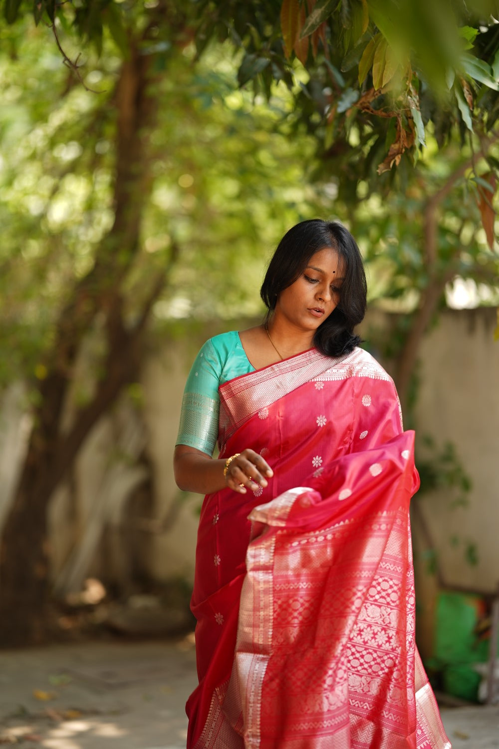 Pink Pure Kanchi Silk Saree & Blouse Set PC6277