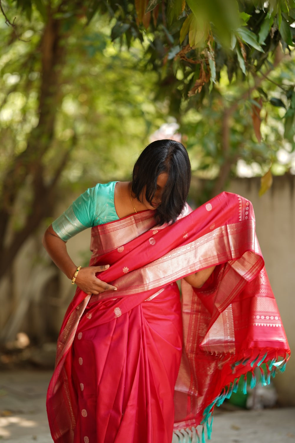 Pink Pure Kanchi Silk Saree & Blouse Set PC6277