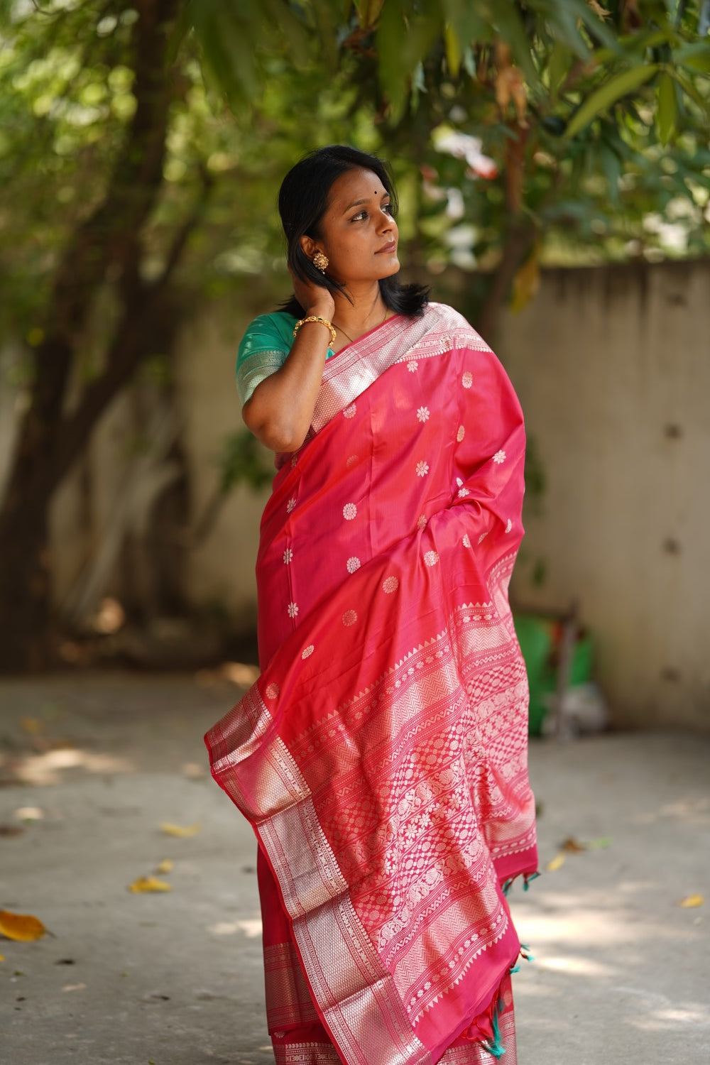 Pink Pure Kanchi Silk Saree & Blouse Set PC6277