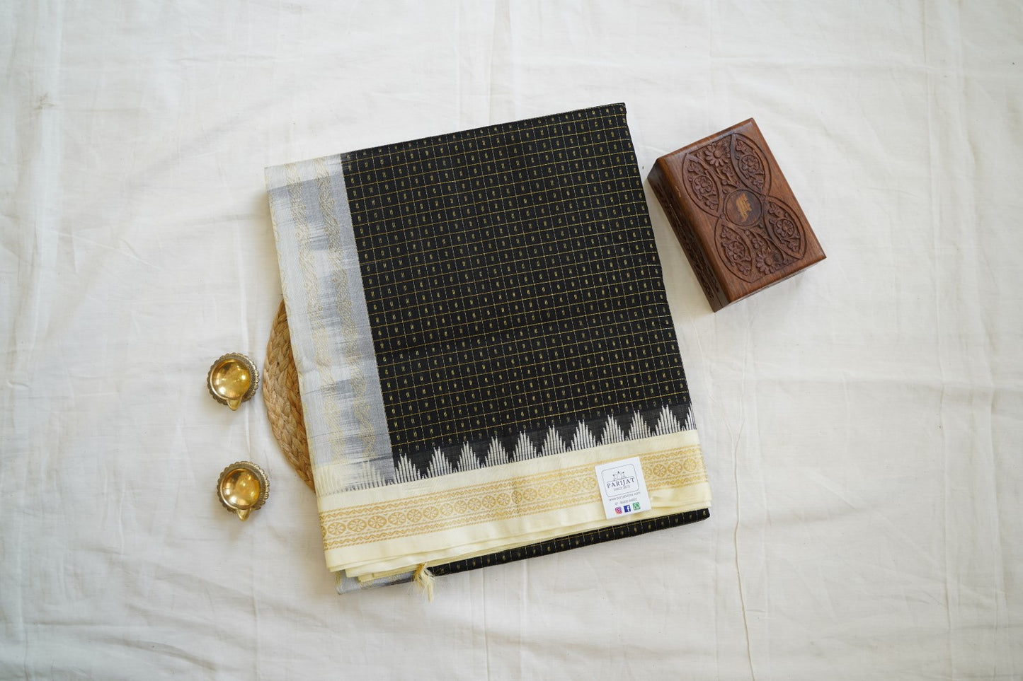 Kanchi Handloom Black Silk Cotton Saree PC14463