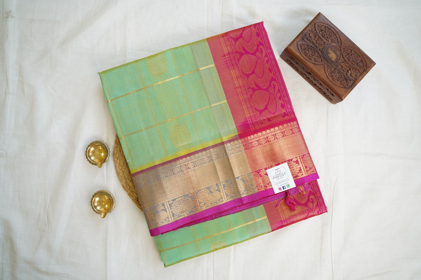 Blue Jodi Kili Pure Kanchi Silk Saree PC10898