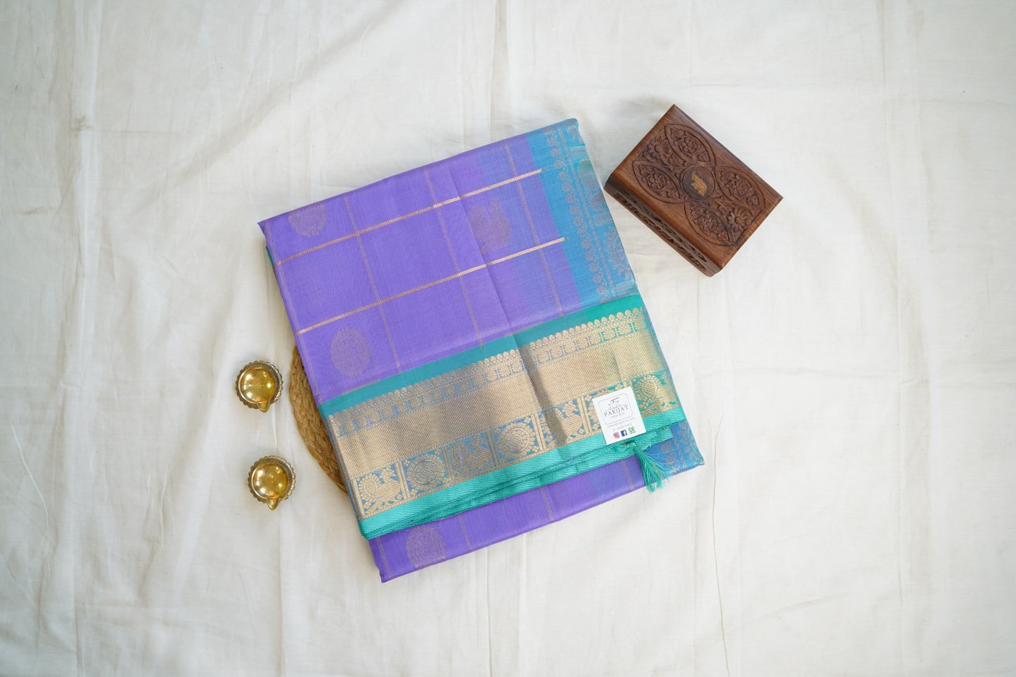 Purple Vairaoosi Pure 4gm Gold Kanchi Silk Saree PC10142