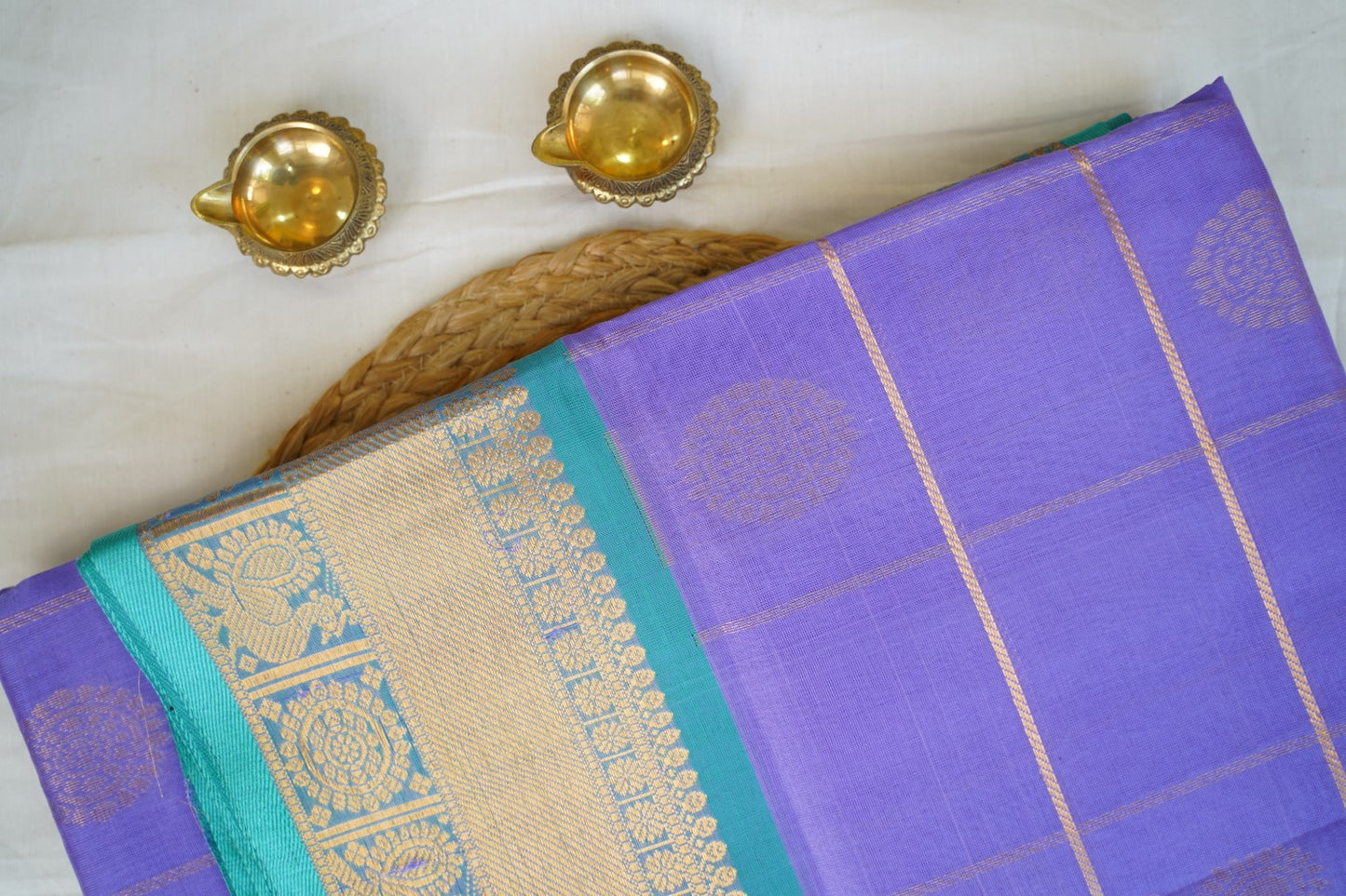 Purple Vairaoosi Pure 4gm Gold Kanchi Silk Saree PC10142
