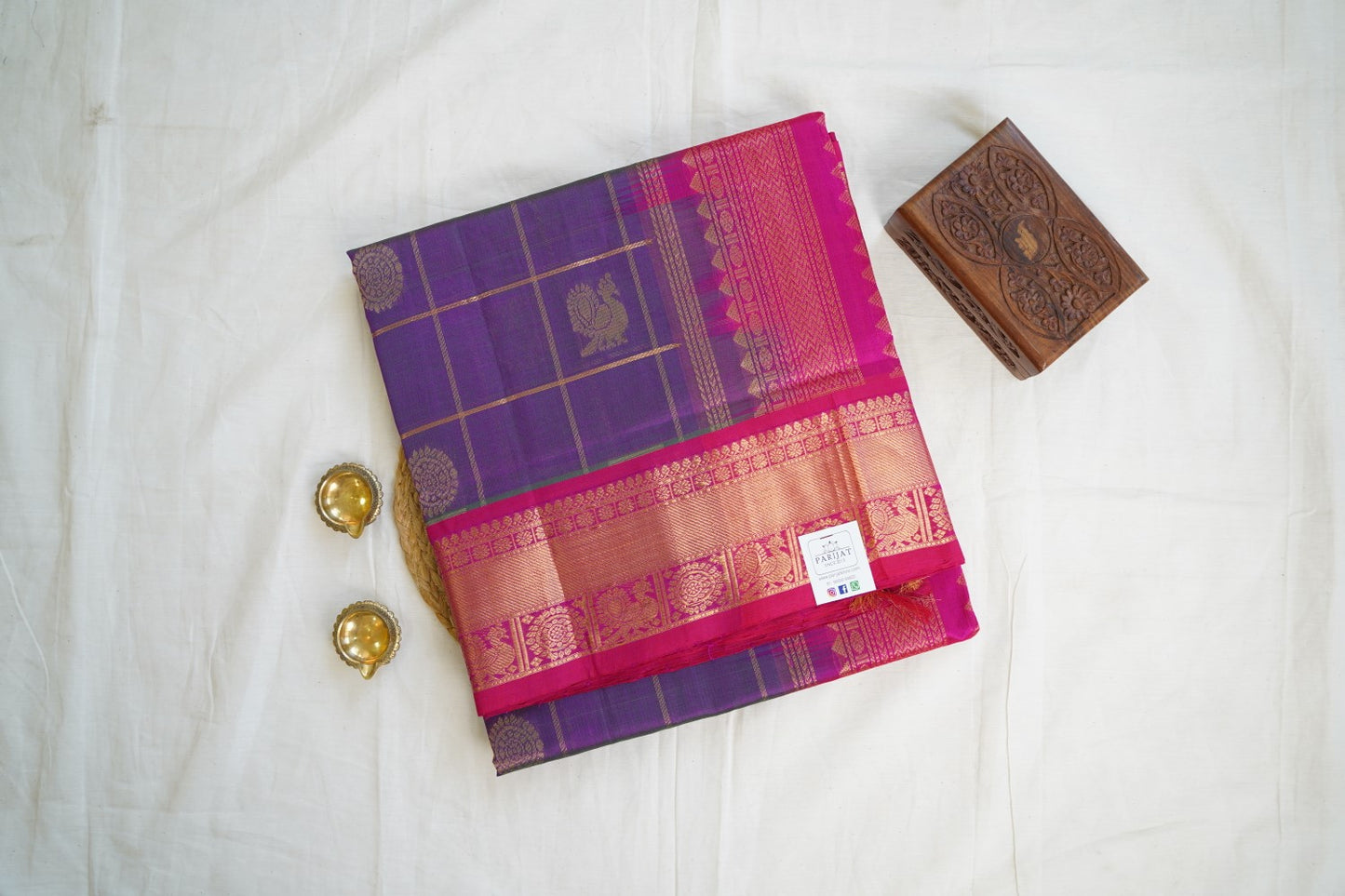 Purple Vairaoosi Pure 4gm Gold Kanchi Silk Saree PC10142