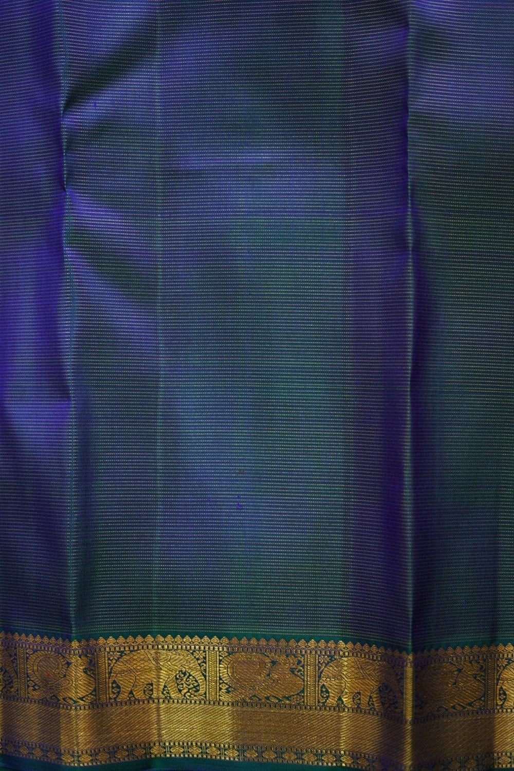 Peacock Blue Vairaoosi Pure 4gm Gold Kanchi Silk Saree PC10145