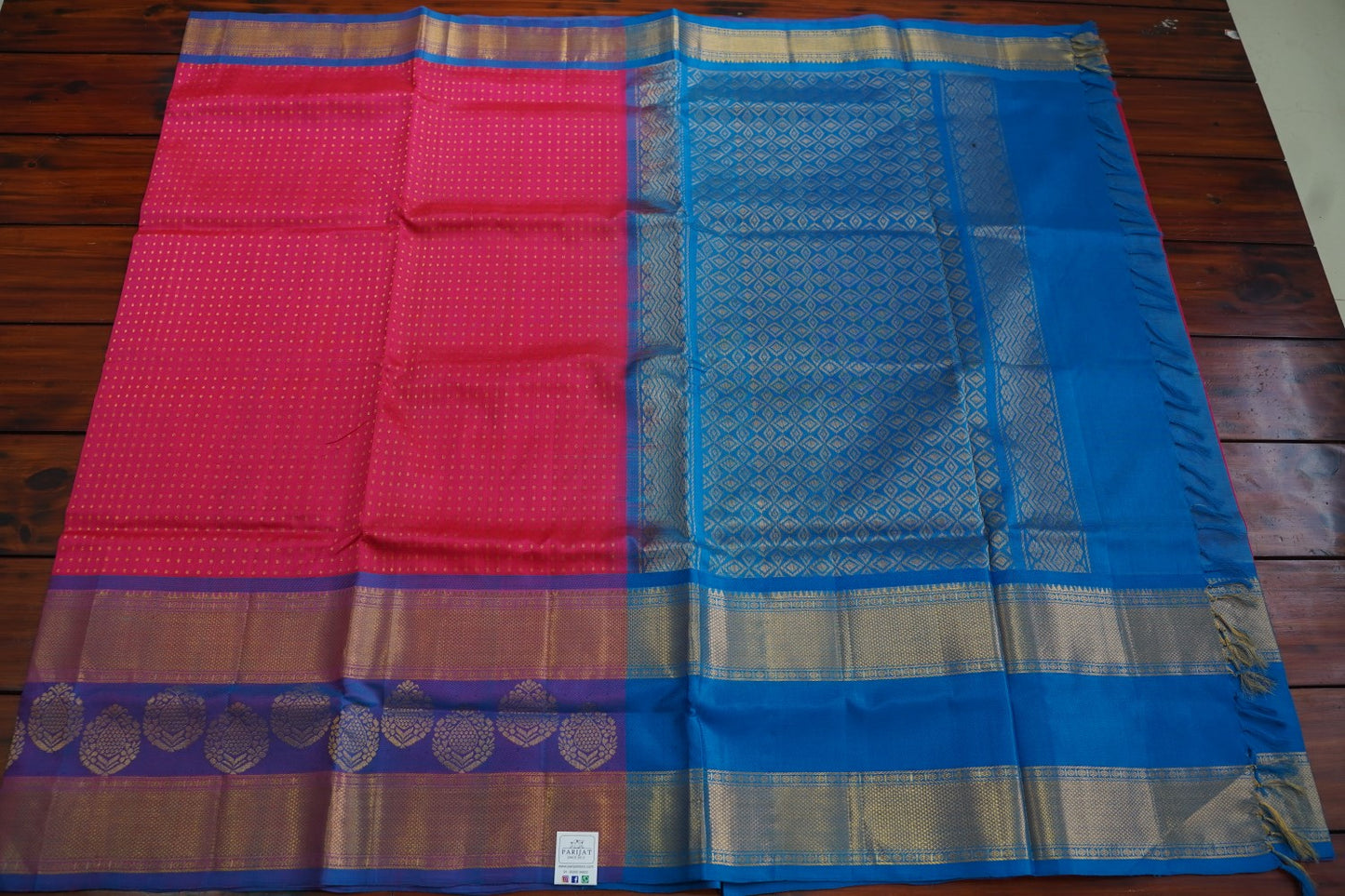 Pink Kanchi Silk Cotton  Saree With Zari Border  PC11072