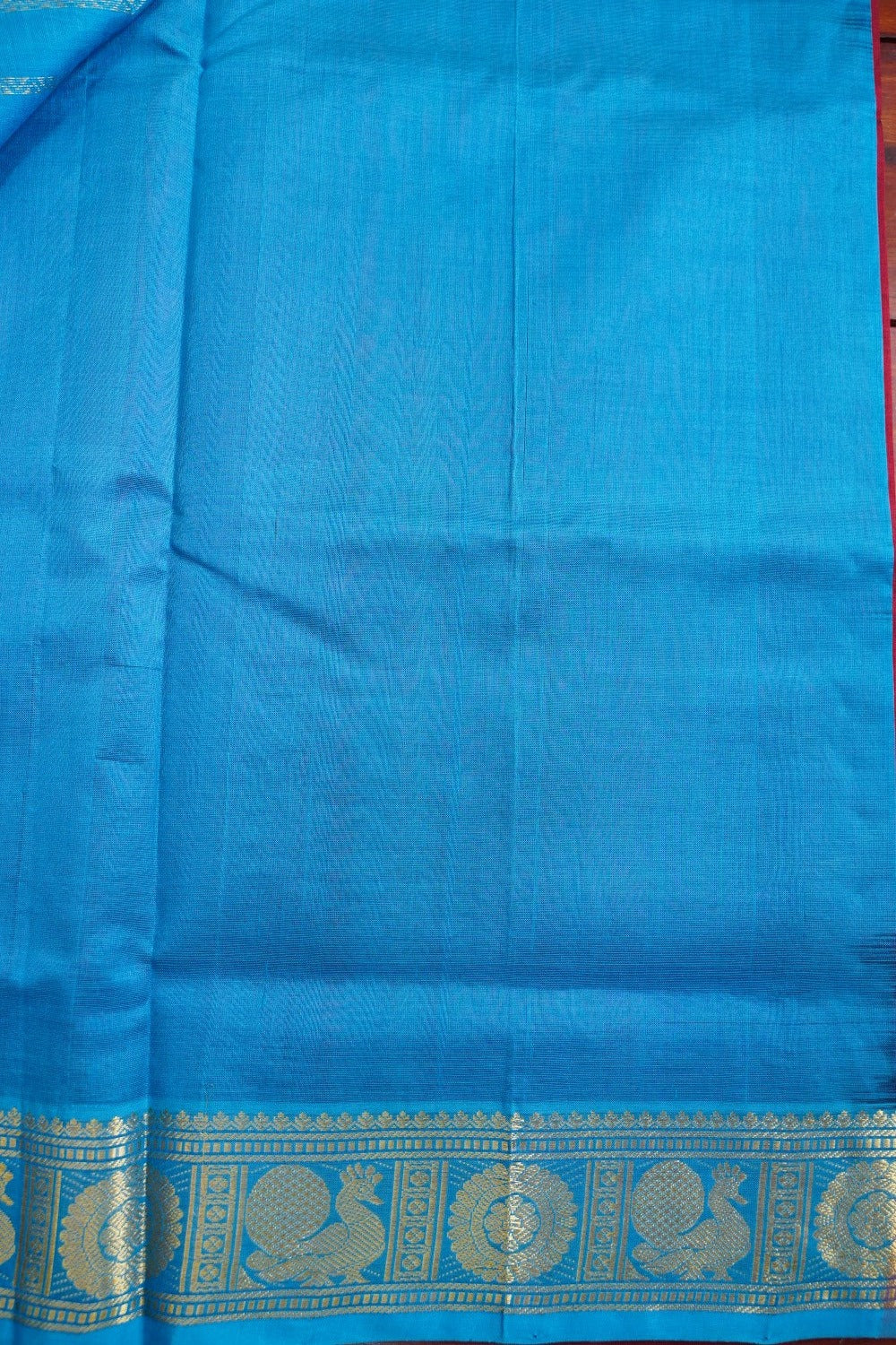 Maroon Kanchi Silk Cotton Saree With Zari Border PC11041