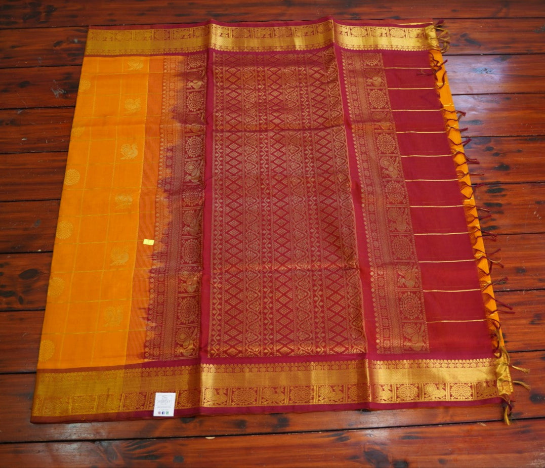 10 Yards Kanchi Handloom Silk Cotton Saree PC14522