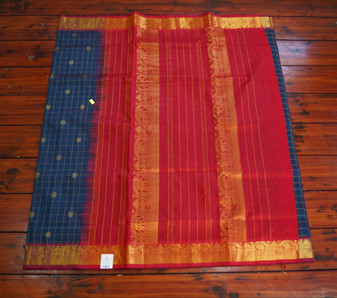 10 Yards Kanchi Handloom Silk Cotton Saree PC14526