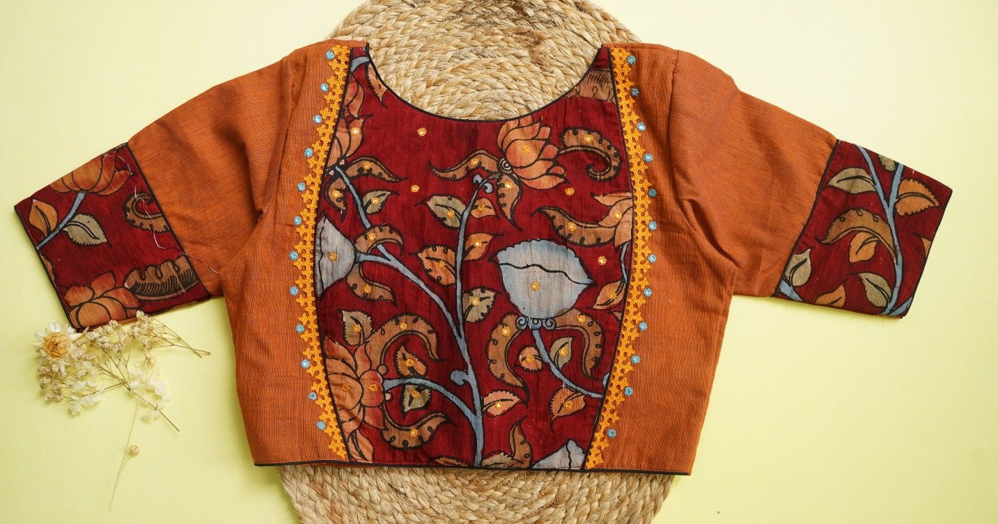 Kalamkari Ready made cotton Blouse PC11187