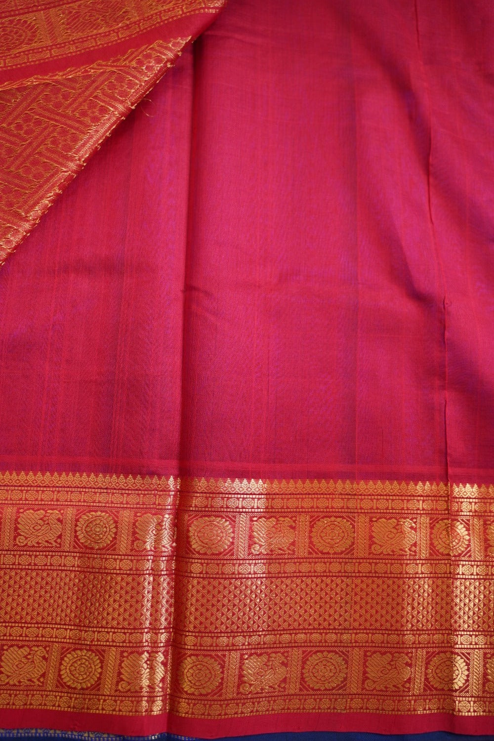 Ink Blue Butta Kanchi Silk Cotton Saree With Zari Border PC11249