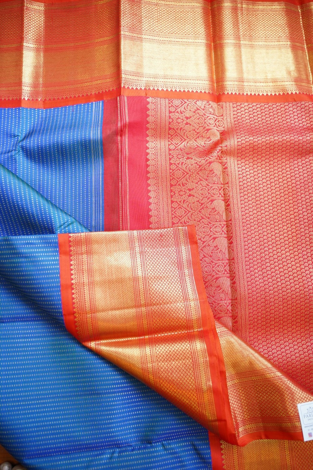 Anandha Blue Pure Gold Buttas Kanchi Silk Saree PC11331