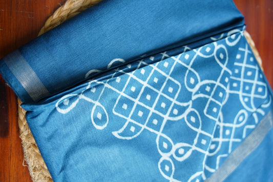 Semi chanderi kolam butta saree PC18285