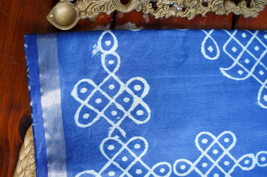 Semi chanderi kolam butta saree PC18287