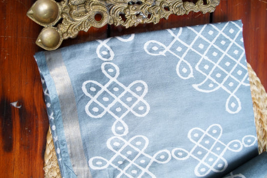 Semi chanderi kolam butta saree PC18288