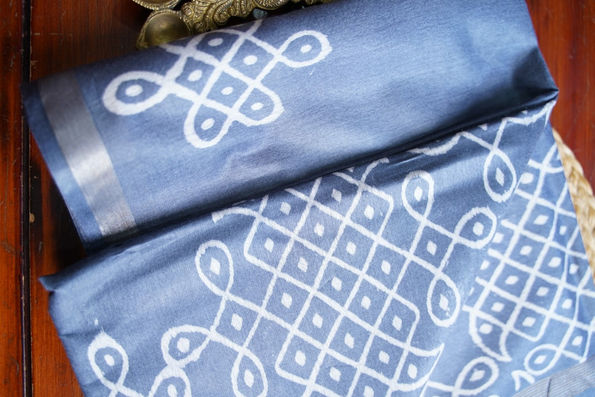 Semi chanderi kolam butta saree PC18289