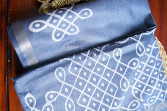 Semi chanderi kolam butta saree PC18289