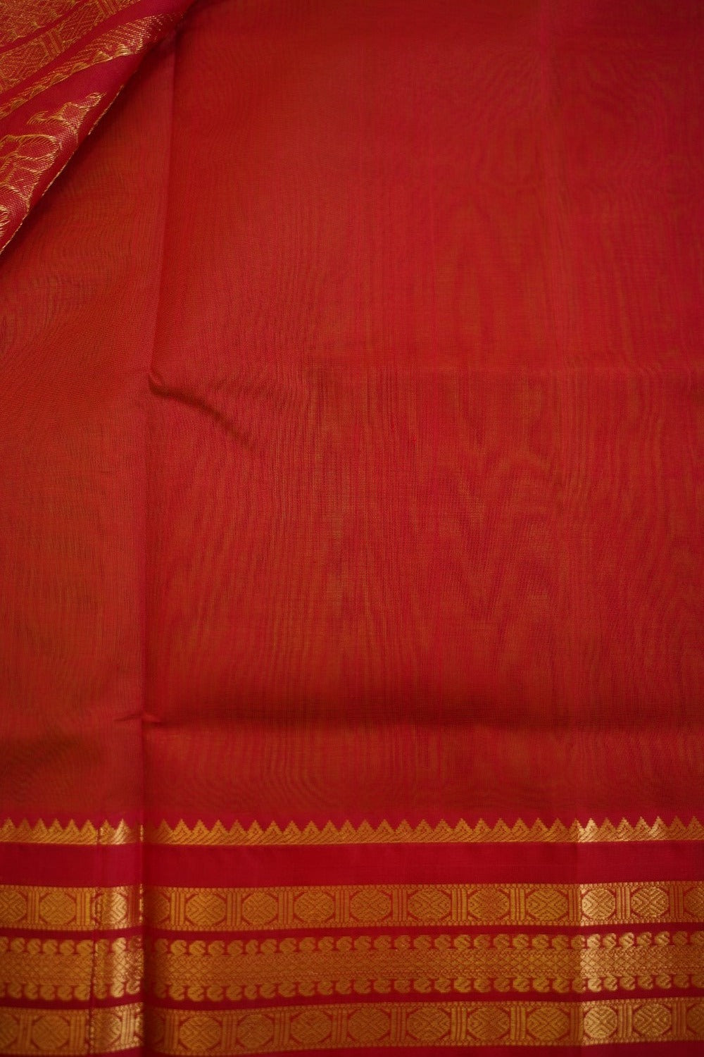 Olive Green With Yellow Shade Kanchi Silk Cotton Saree With Zari Border PC11336