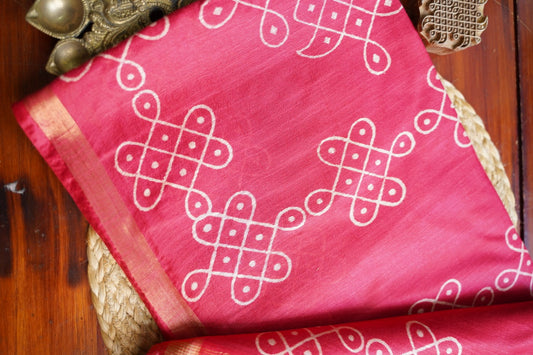 Semi chanderi kolam butta saree PC18277