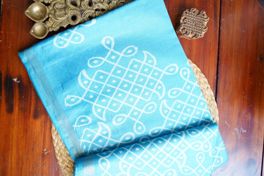Semi chanderi kolam butta saree PC18279