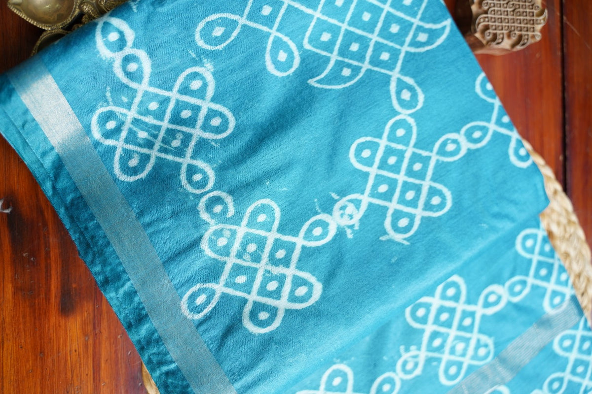 Semi chanderi kolam butta saree PC18280