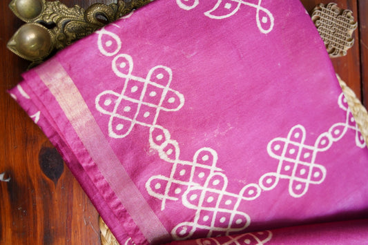 Semi chanderi kolam butta saree PC18271