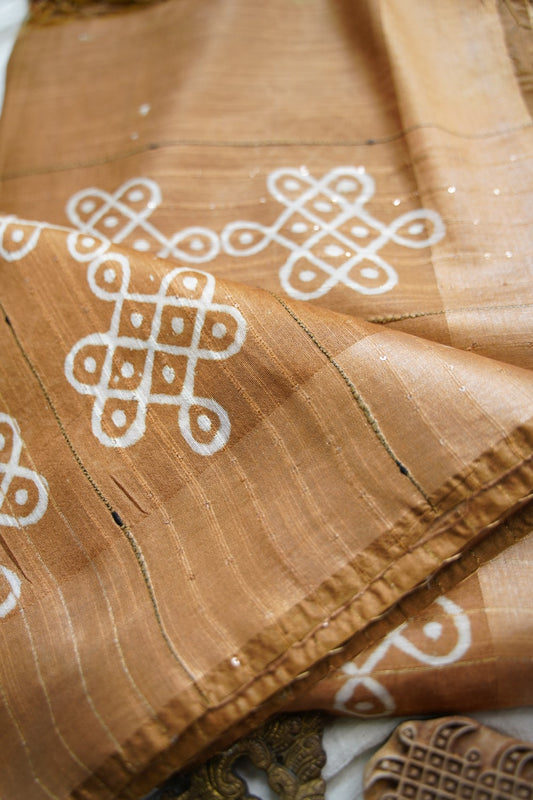 Semi chanderi kolam butta saree PC18404