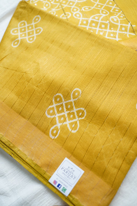 Semi chanderi kolam butta saree PC18402