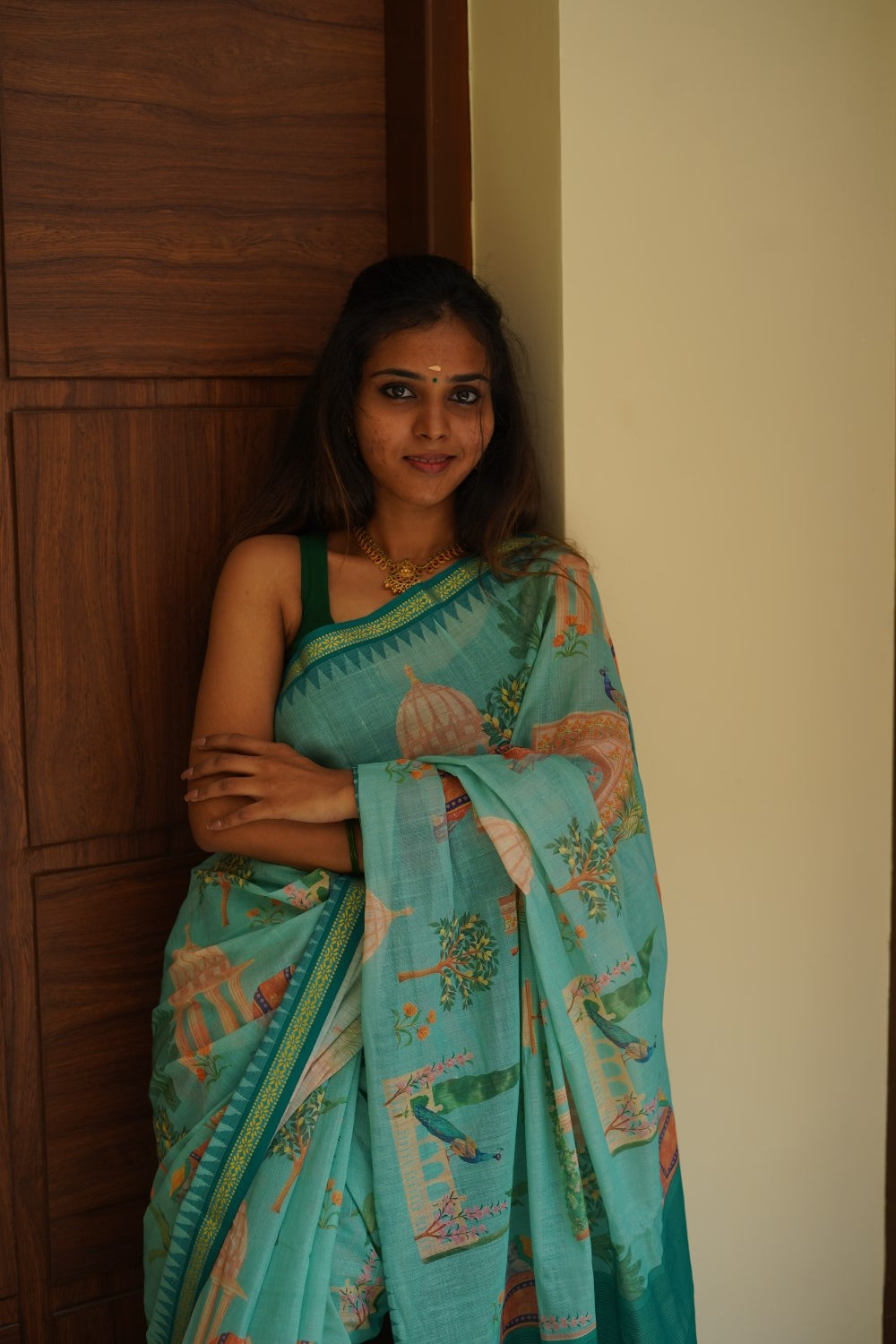 Digital Printed Ponduru handloom Cotton Saree PC14684