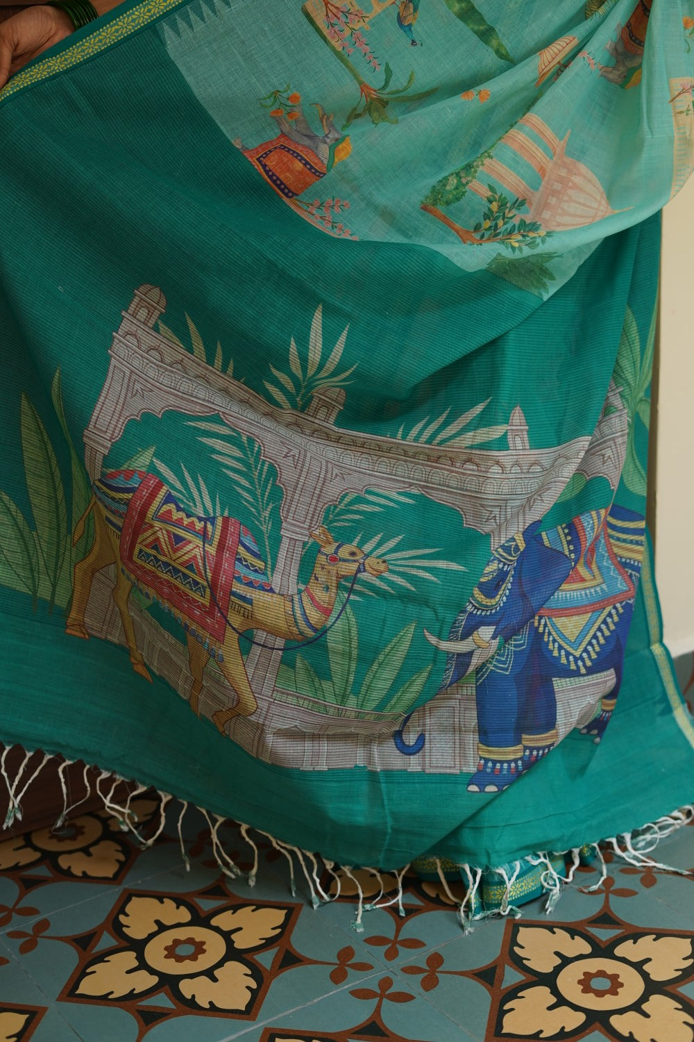 Digital Printed Ponduru handloom Cotton Saree PC14684