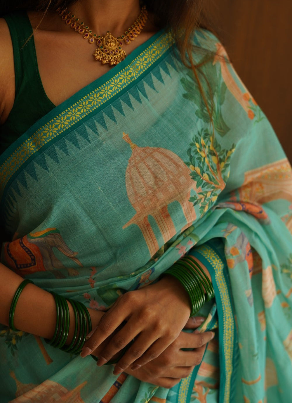 Digital Printed Ponduru handloom Cotton Saree PC14684