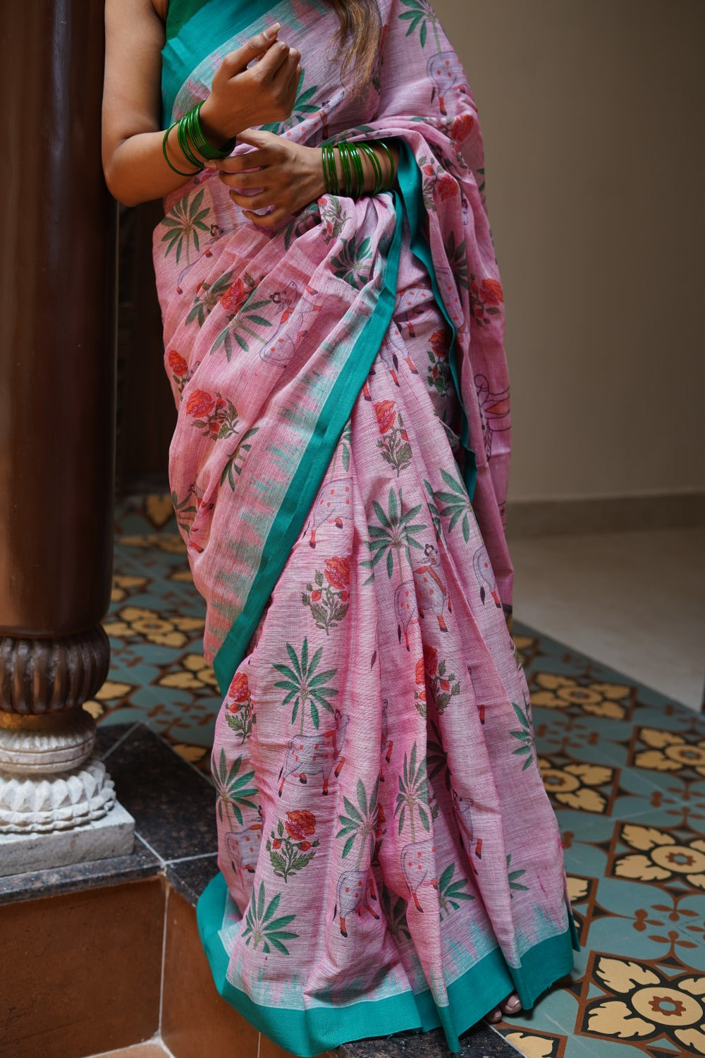 Block Printed Ponduru handloom Cotton Saree PC14687