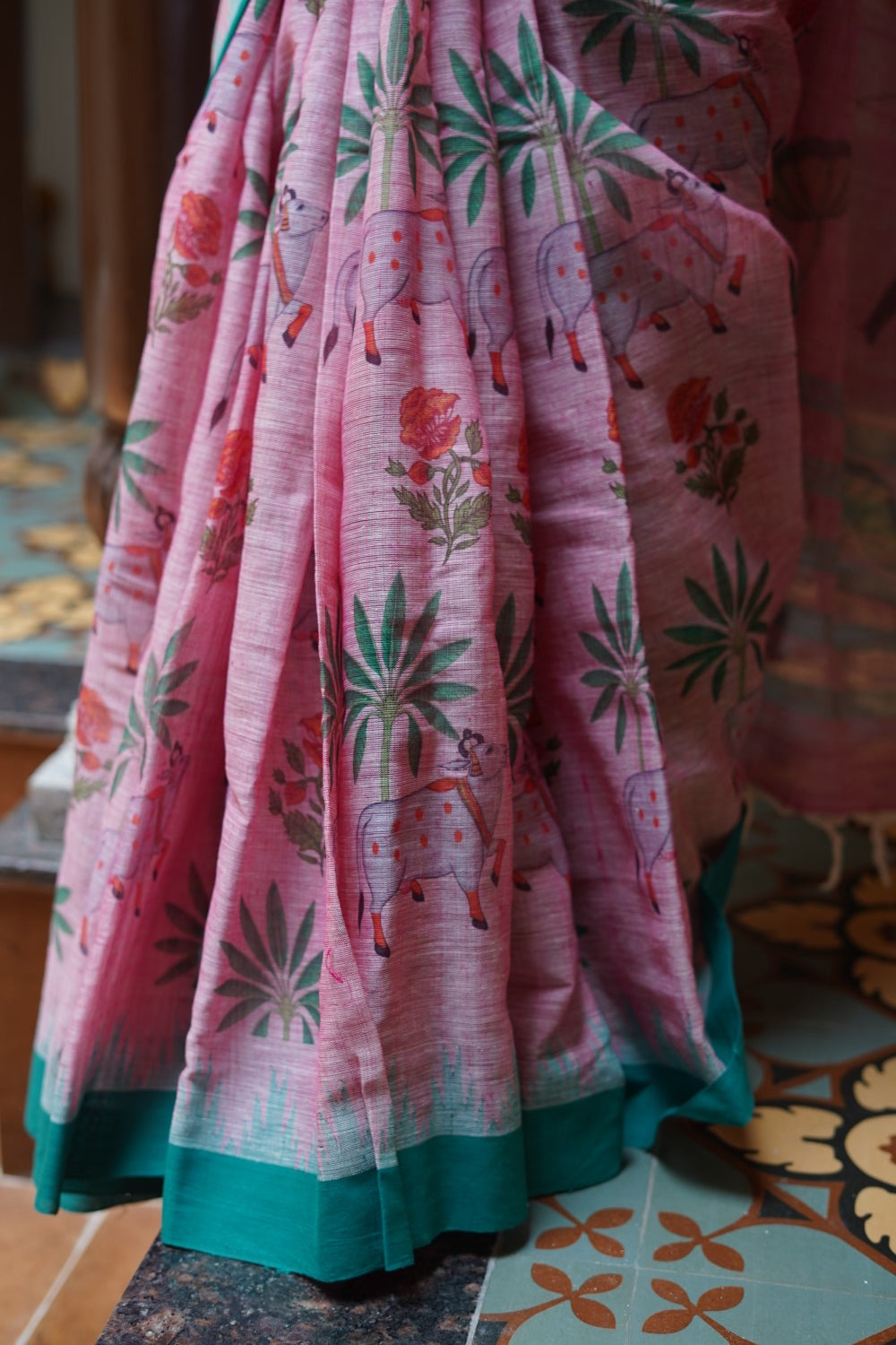 Block Printed Ponduru handloom Cotton Saree PC14687