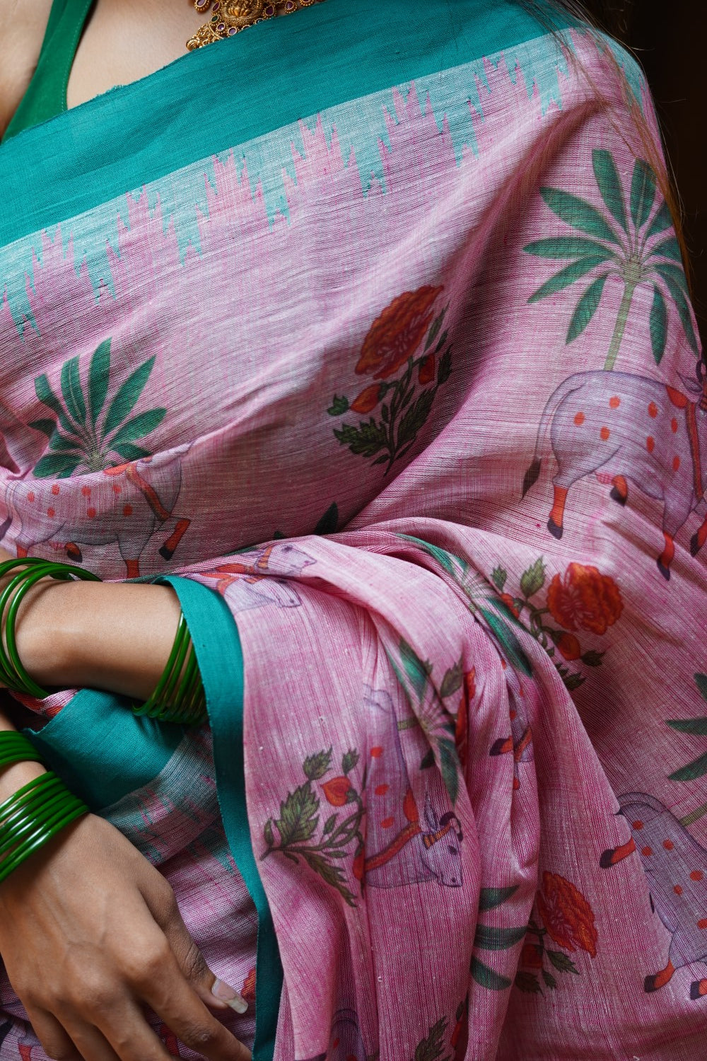 Block Printed Ponduru handloom Cotton Saree PC14687
