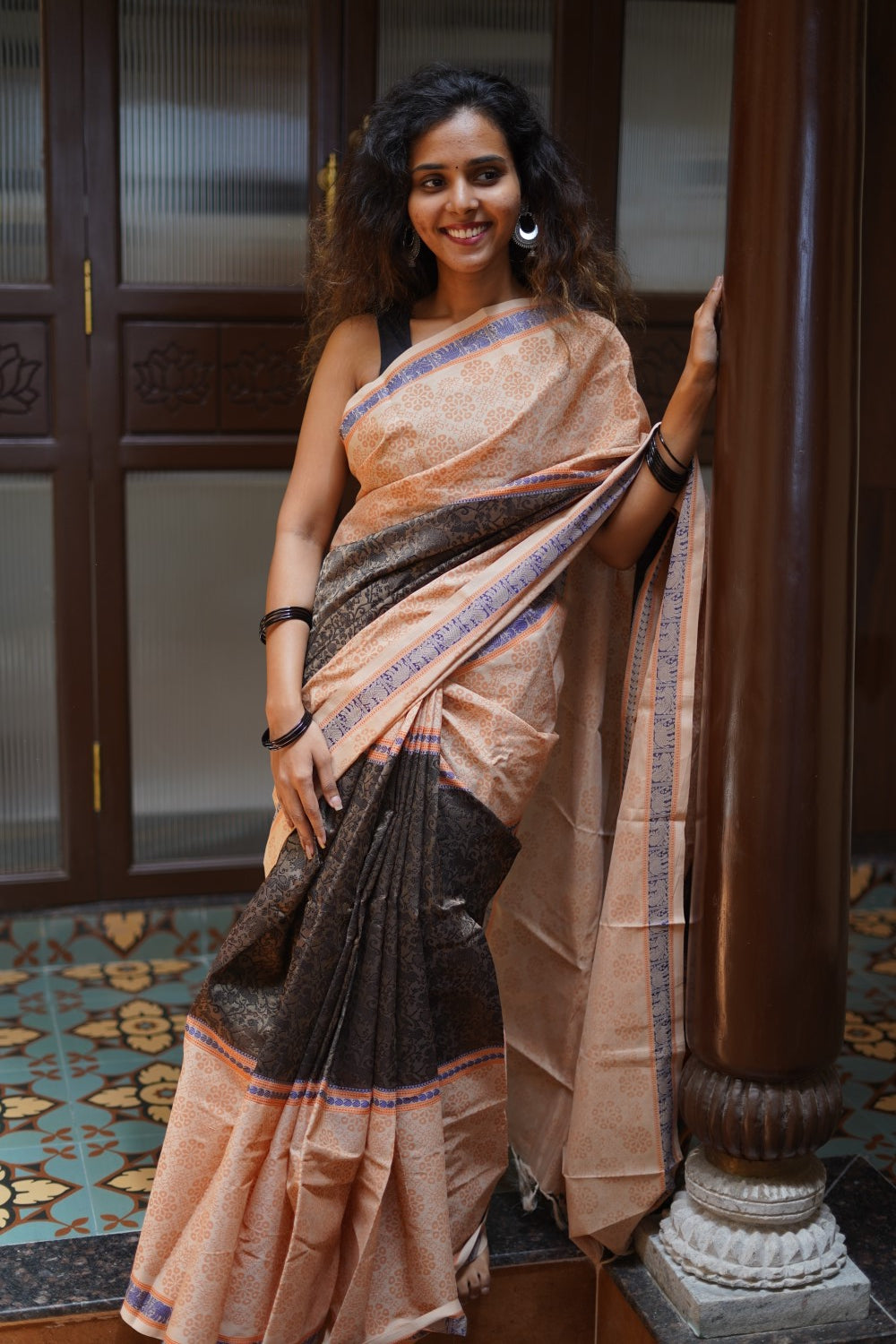 Block Printed Kanchi Silk Cotton Saree PC14702