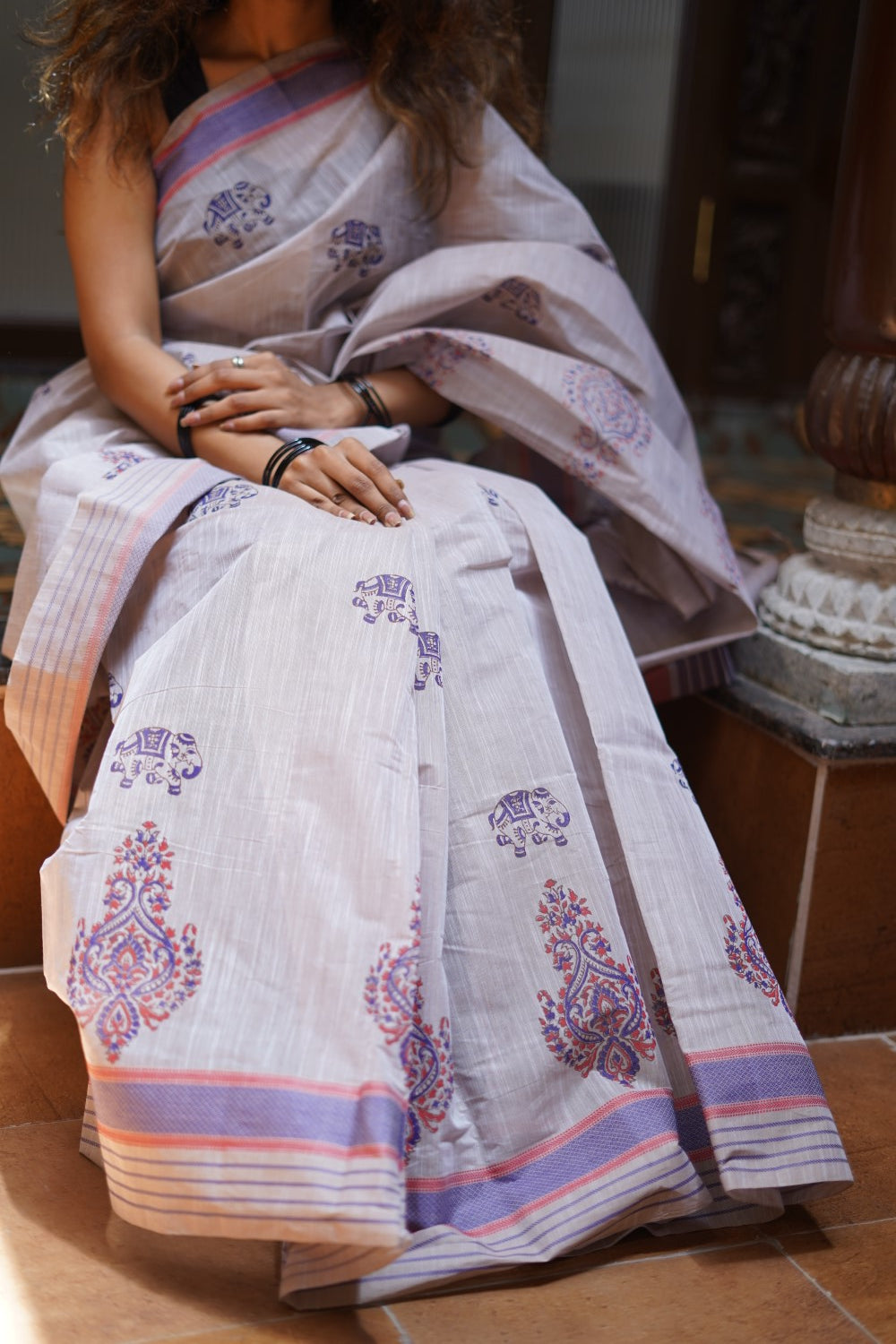 Block Printed Chettinad Cotton Saree PC14706