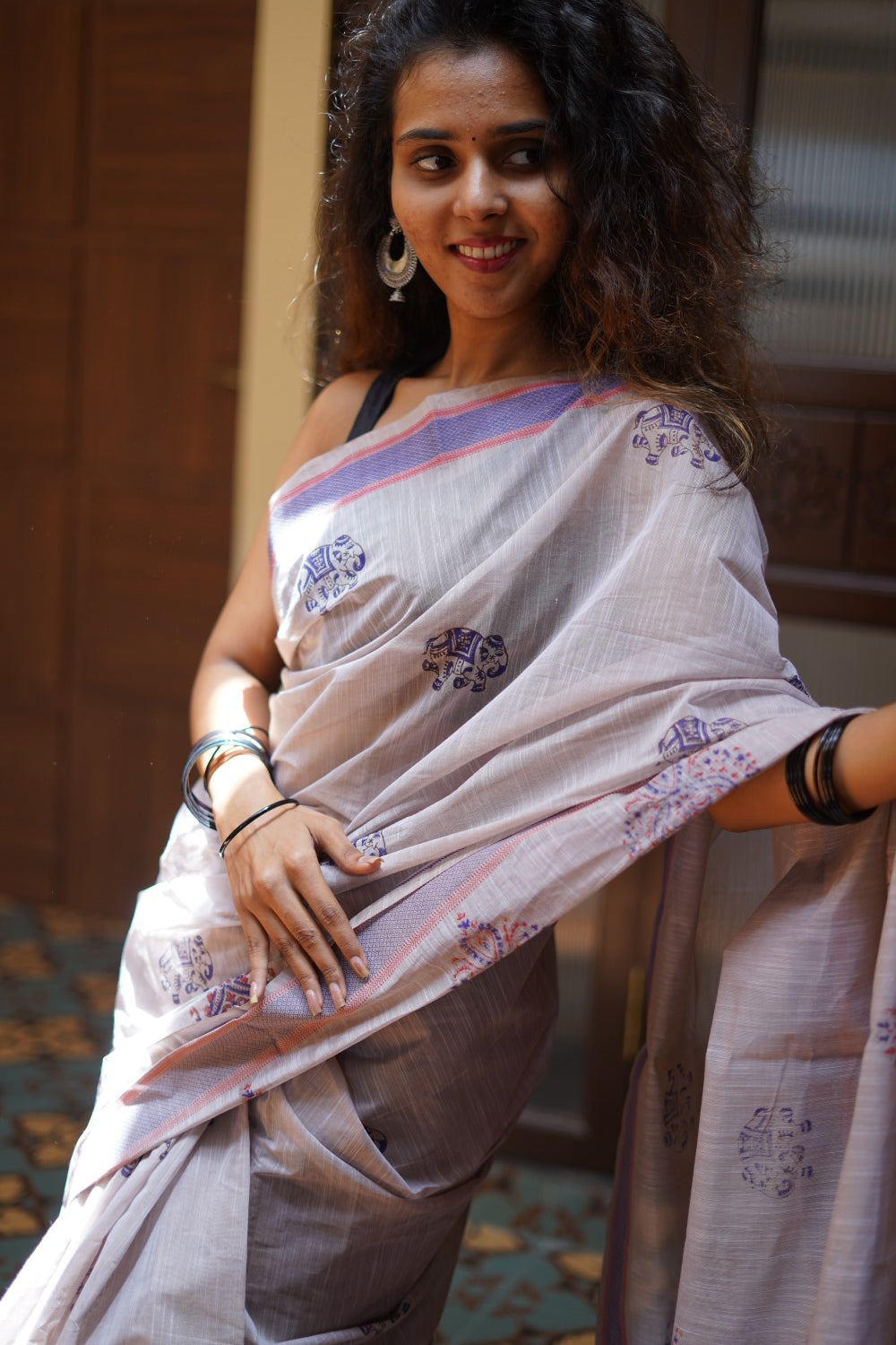 Block Printed Chettinad Cotton Saree PC14706