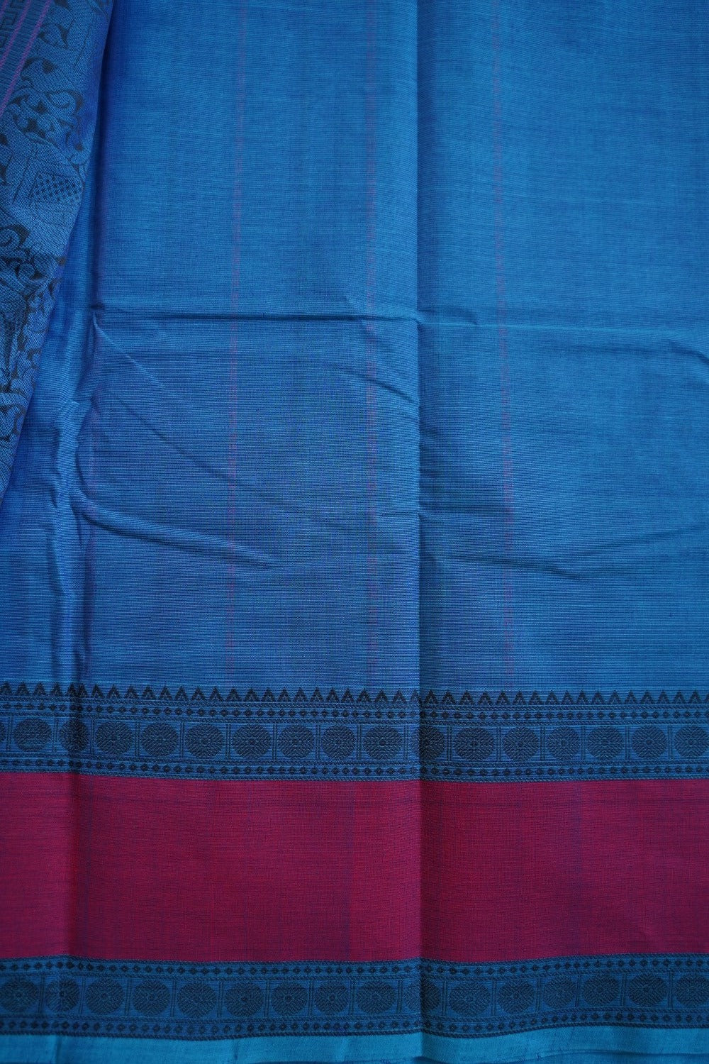 Anandha Blue Lakshadeepam Kanchi handloom Cotton Saree With Cotton Border PC11576