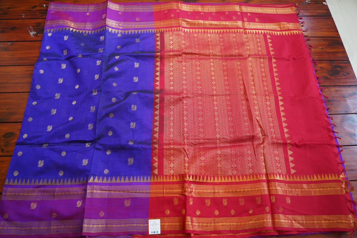 Violet Buttas Kanchi Silk Cotton Saree With Zari Border PC11328