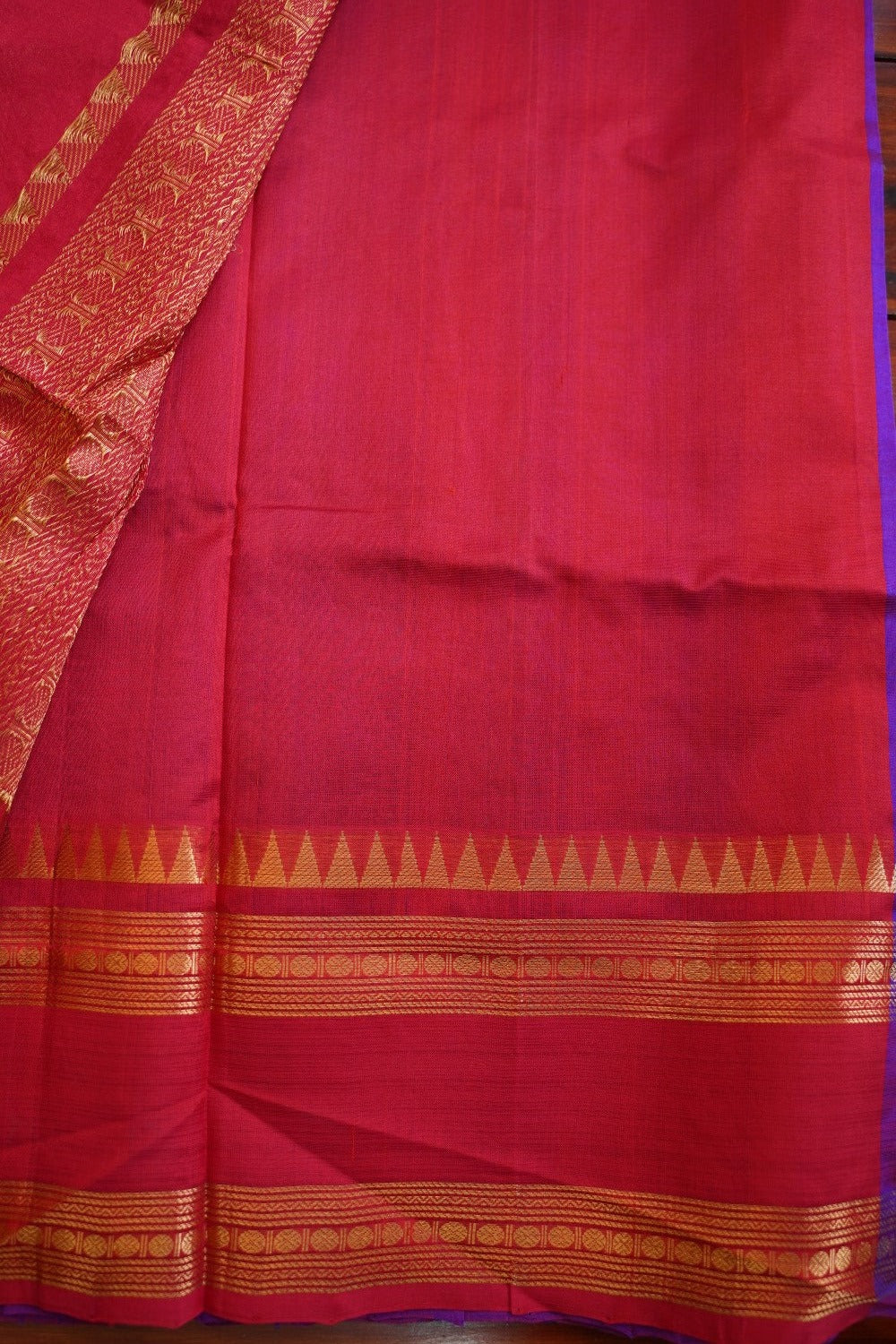Violet Buttas Kanchi Silk Cotton Saree With Zari Border PC11328