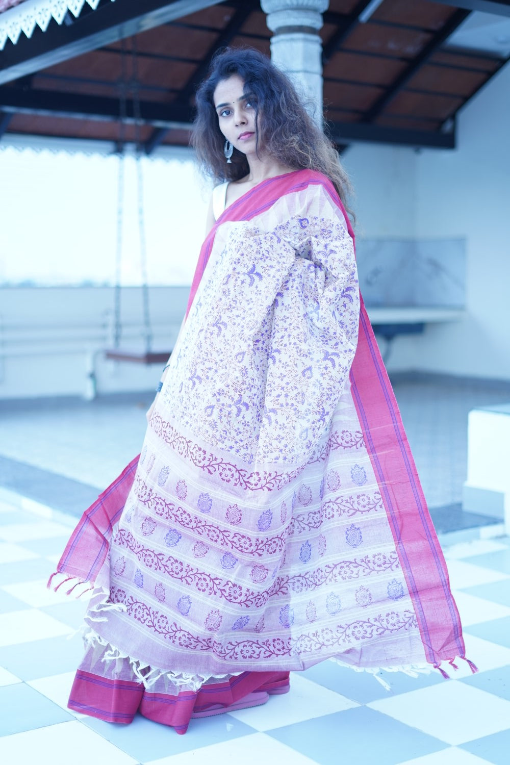 Block Printed Kanchi Cotton Saree PC14698