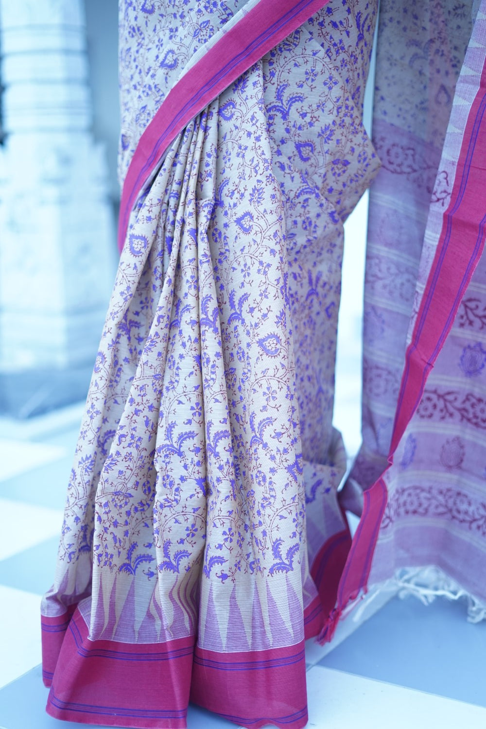 Block Printed Kanchi Cotton Saree PC14698