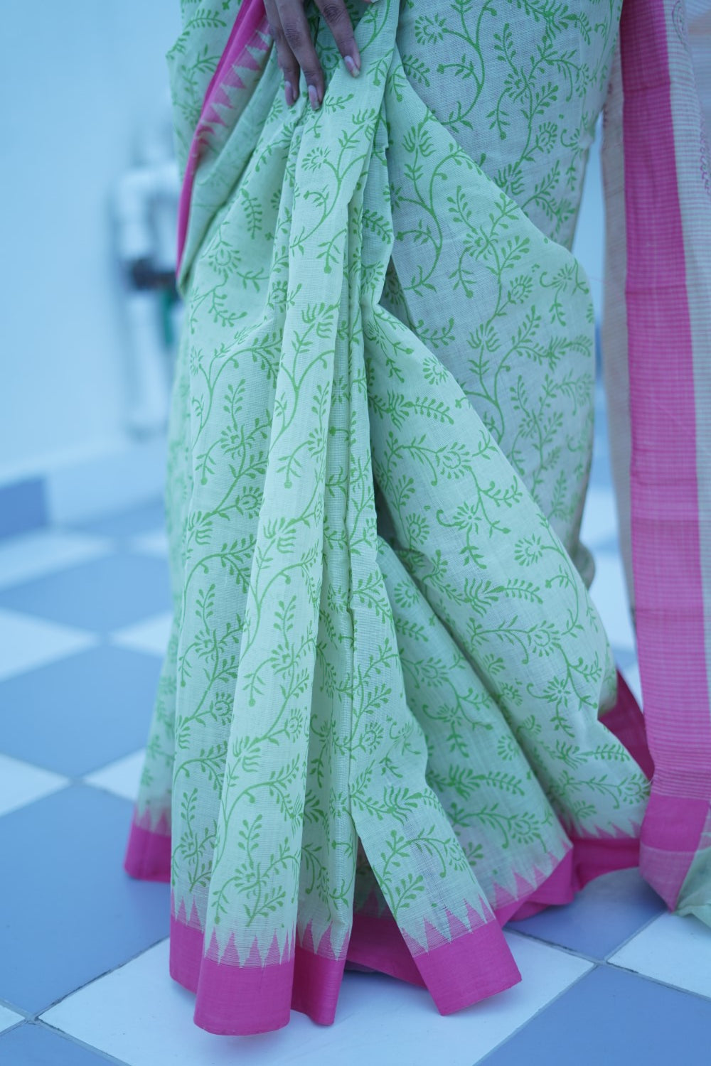 Block Printed Ponduru handloom Cotton Saree PC14694