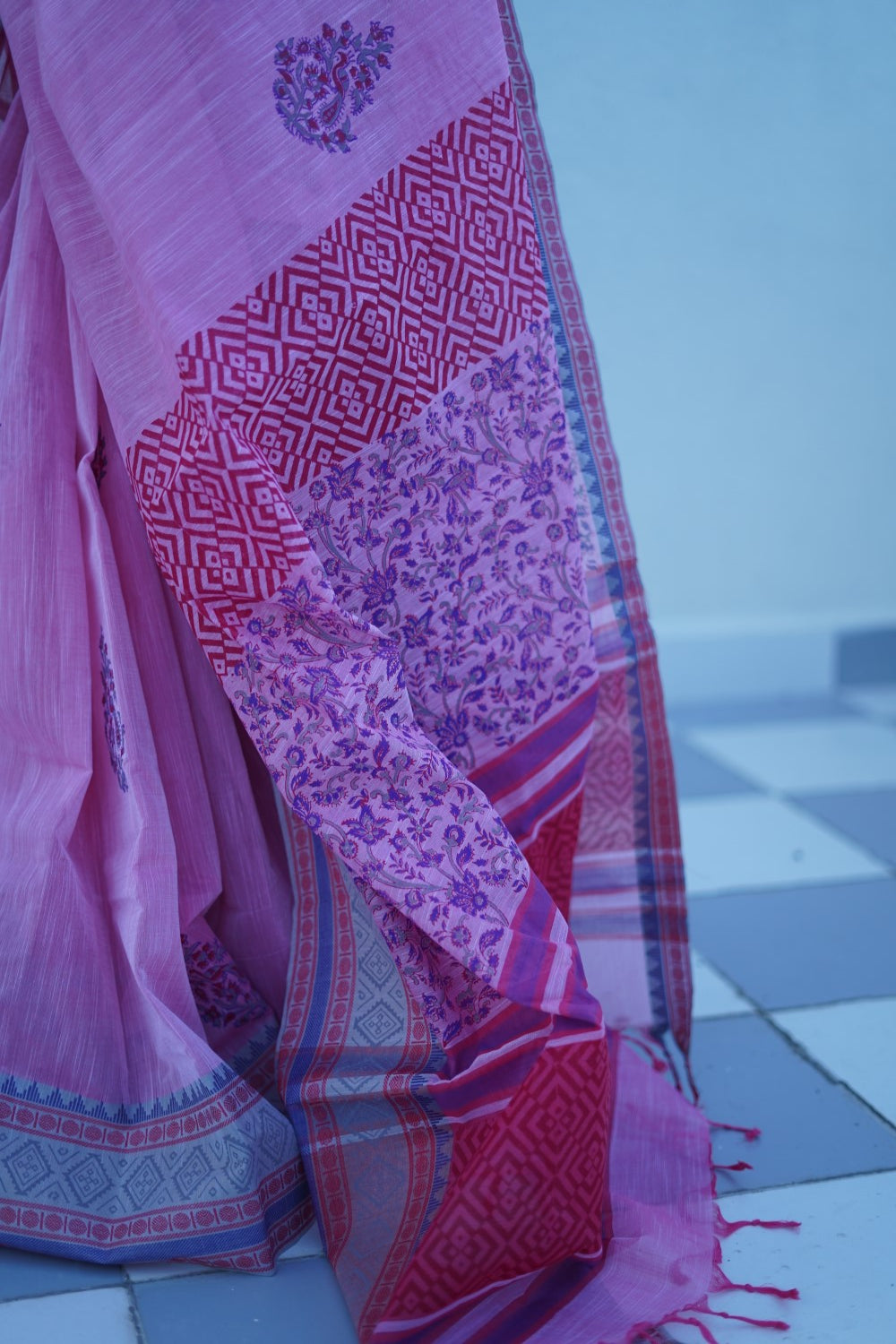 Block Printed Chettinad Cotton Saree PC14707