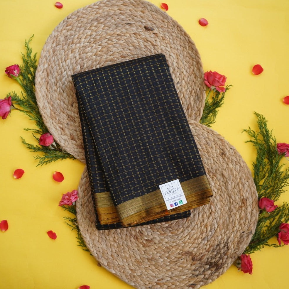 Black Pure Kanchi Silk Saree PC10184