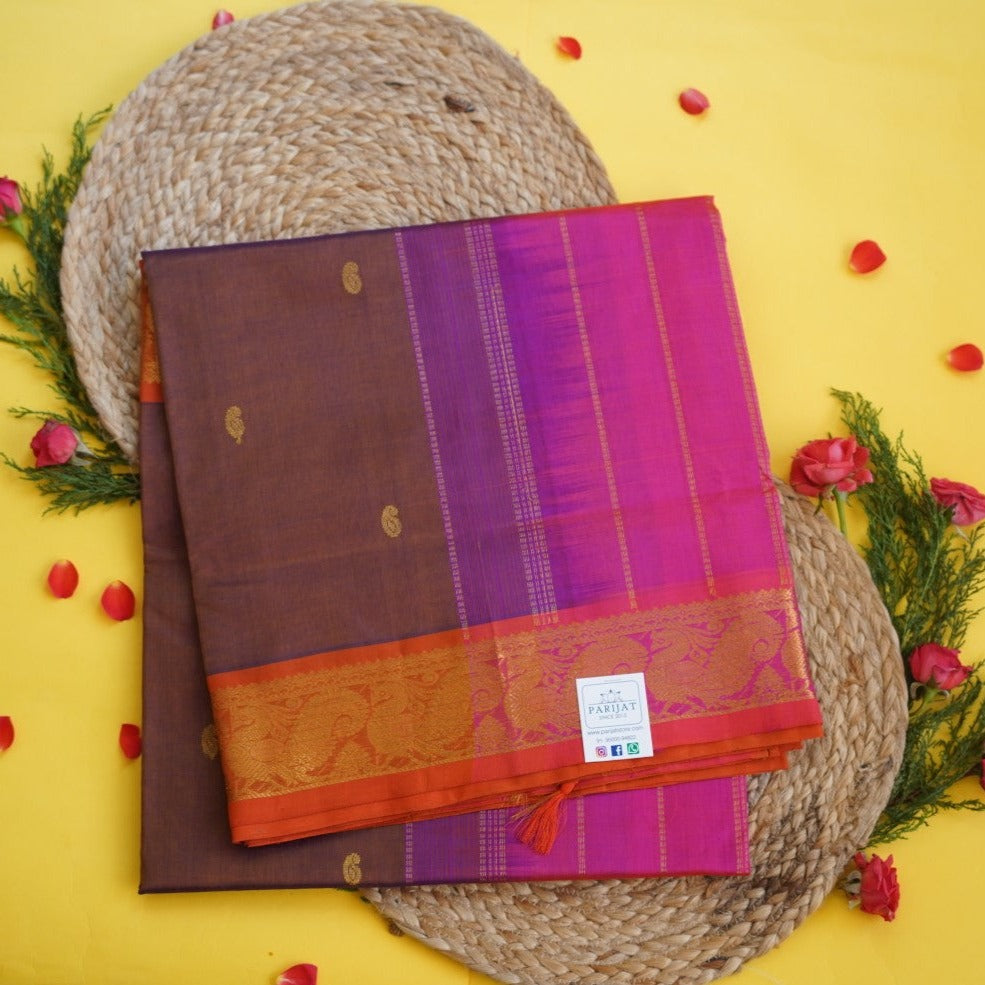 Kanchi Silk Cotton Saree With Zari Border PC10192