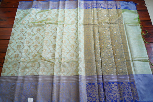 Pastel Green Tissue Banarasi Silk Saree PC11653