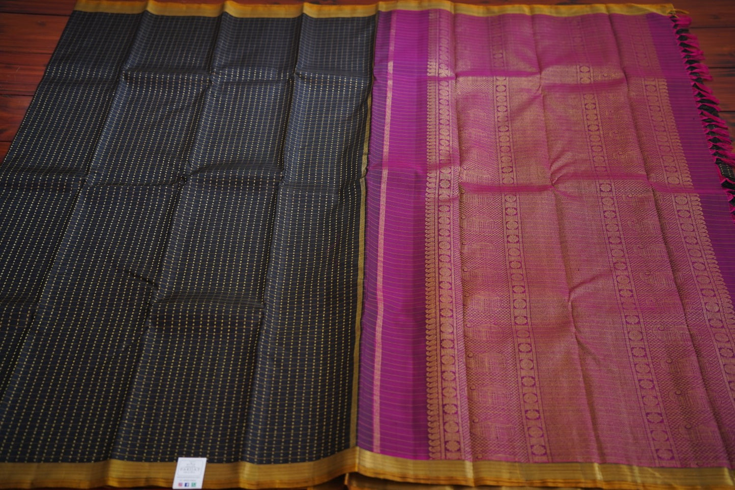 Black Pure Kanchi Silk Saree PC10184