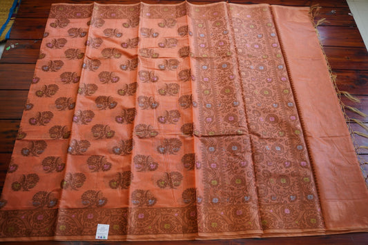 Orange Banarasi cotton Saree PC11648